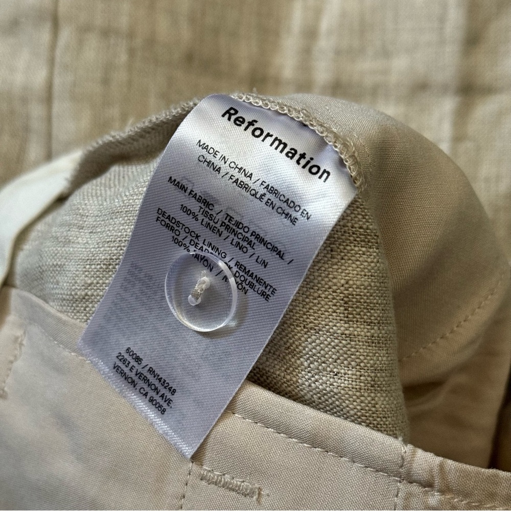 REFORMATION Alex Mid Rise Linen Pant - Picture 6 of 9